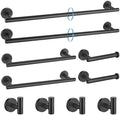 TURS Matte Black 10 Pieces Bathroom Hardware Set, SUS304 Stainless Steel 24 Inch Bath Towel Bar Set, Round Bathroom Accessories Kit Wall Mounted by TURS