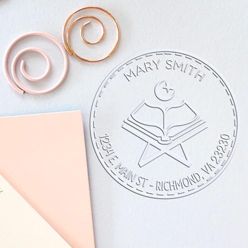 Custom Name and Address Paper Embosser - Personalized Envelope Seal Stamp for Islamic Bookstore Owners, Customized Name & Address Embosser for Elegant Stationery, 1-5/8 Size, Mailing Stamp - Image 4