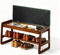 Solid Wood Shoe Rack Bench with Flip-Top Storage, Green, 31.5'' by ABAMFUR