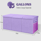 Extra Large Toy Box with Lids, Collapsible Storage Bin, 38"x16"x14", Purple - Image 2