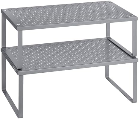 SONGMICS Set of 2 Metal Spice Racks, Stackable Expandable Shelf Risers by SONGMICSbySONGMICSHOME