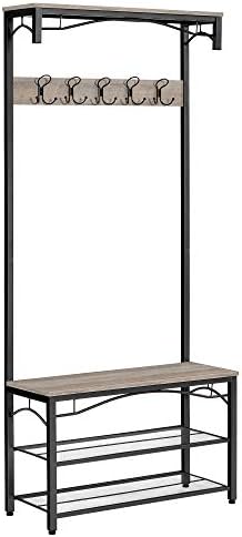 VASAGLE Shoe Bench Rack, 3-Tier Storage Shelf for Entryway Hallway Living Room, Industrial Accent Furniture with Steel Frame, 12.6 x 31.5 x 70.3 Inches, Greige by VASAGLEbySONGMICSHOME