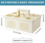 KMV Dorm Room Portable Shower Caddy with Adjustable Compartments - Ventilated Drainage Design with Handles, Perfect Toiletries Organizer for College Dorms-beige - Image 4
