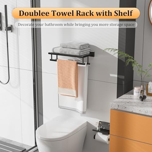 Alise Double Towel Rack for Bathroom Wall Mounted 16 Inch,Matte Black - Image 6