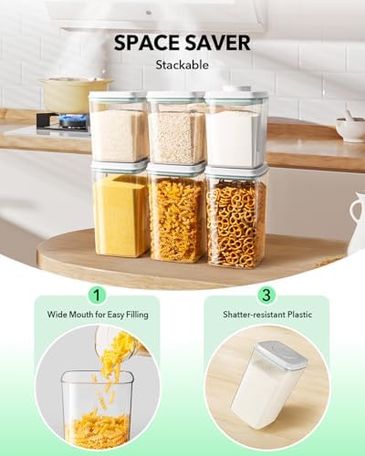 Ankou Food Storage Container Sets, 2.8 Qt + 4.2 Qt *2 Airtight Canisters with Lids and 130ml Scoop, BPA-Free Plastic Pantry Containers for Flour, Sugar, Rice - Image 4