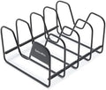GreenPan Stainless Steel Wire Pots and Pans Lid Storage Rack, Holds 4 Lid Covers, Easy Storage, Countertop or Cabinent Organizer, Minimizes Clutter, Fast Drying, Wipes Clean, Black by GreenPan