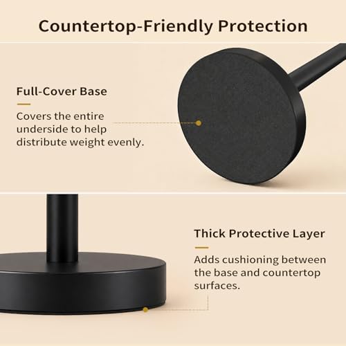 YUMORE Hand Towel Holder Stand for Bathroom & Kitchen, Freestanding T-Shape Towel Rack with Weighted Base, Matte Black - Image 4