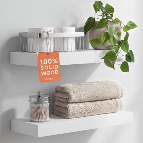 Homeforia 18 Inch Floating Shelves, High-End Solid Pine Wood, Set of 4 by Homeforia