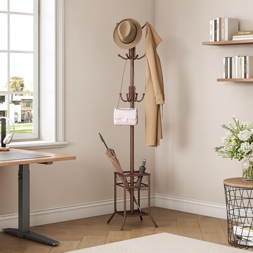 ELYKEN Coat Rack Freestanding, Metal Coat Rack with Umbrella Holder - Image 7