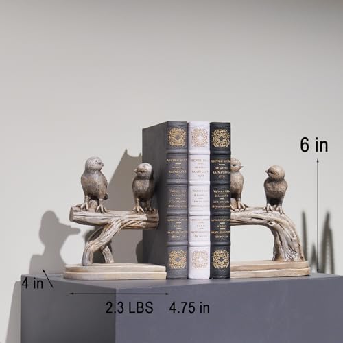 Decorative-Bookends Birds Book-Ends Heavy Duty - Unique Book Ends to Hold Books Heavy Duty Antique Book Stoppers for Shelf Office Desk Books Stand Organizer 2.3 LBS 4.75 * 4 * 6 in Newman House Studio - Image 4