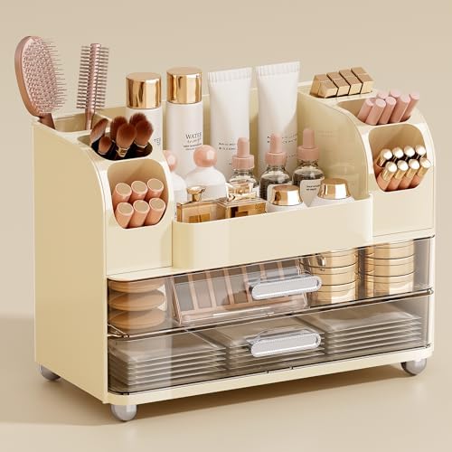 UFORU Makeup Organizer Countertop with 2 Large Drawers for Vanity Bathroom by UFORU