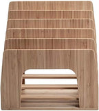 MobileVision Bamboo Desktop Inclined File Folder Organizer and Paper Tray, Upright Sections, Step Sorter, 5 Slots - Image 5
