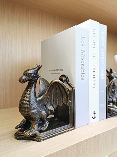 Book Ends - Decorative Book Stopper - Shelves Bookend Support Holder, Unique Dragon Design, Heavy Duty Set 2 - Image 5