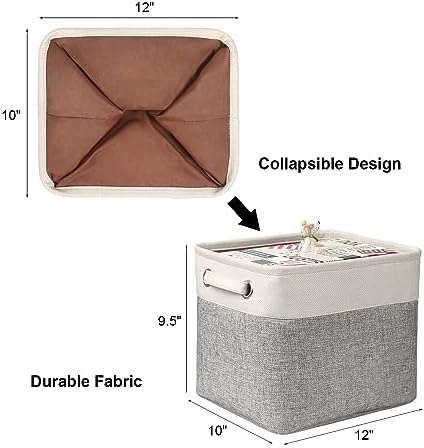 Foldable Storage Bin Collapsible Basket 12" x 10" x 9.5" Cube Storage Organizer Bins with Dual Carry Handles for Home Closet Shelves Drawers Organizer, Set of 3, Grey - Image 6