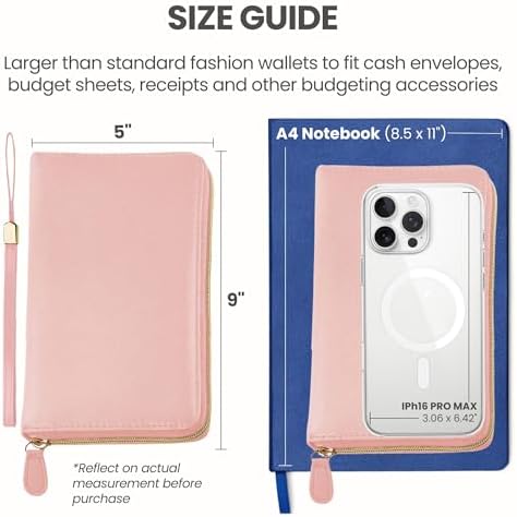 Three Way Cut Cash Envelope Wallet Pink All in One Budget System RFID Blocking with 12x Tabbed Envelopes 12x Monthly Budget Cards 1x Yearly Budget Planner Sheet Complete Money Organizer Set - Image 4