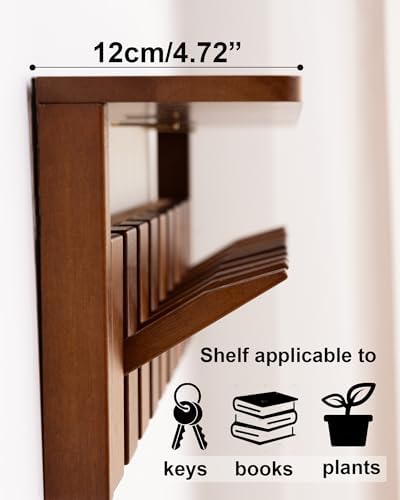 Wooden Coat Rack Wall Mount with Shelf, Heavy Duty Entryway Organizer with 4 Hooks,Coat Hooks Hanger for Coats, Hats, Bags & Towels, Walnut Wall Hanger for Hallway, Bedroom, Kitchen (4 Hooks) - Image 6