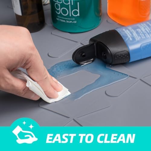 SIKADEER Waterproof Under Sink Mat 40" x 22" Silicone Mat Cabinet Protector - Image 6