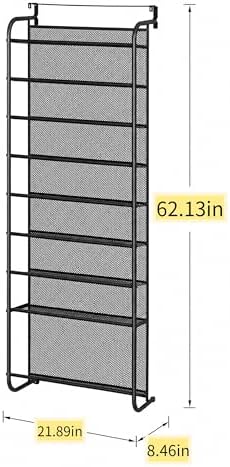 Over The Door Shoe Organizer-8 Tier Hanging Shoe Organizer, Heavy Duty Metal & Mesh Shoe Holder,Hanging Shoe Rack for Closet Organizer - Image 7