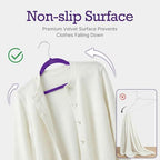 HOUSE DAY Noble-Purple Velvet Hangers 60 Pack, Non Slip Clothes Hanger - Image 2