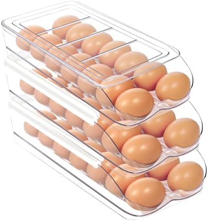 MesRosa Egg Holder for Fridge, Automatic Rolling Egg Organizer -3 Layer by MesRosa
