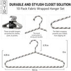 Clothes Hangers 10 Pack – Space Saving Fabric & Metal Hangers, Non-Slip Pant & Coat Hangers, Room Essentials, Closet, Durable Wardrobe Storage, Suits & Pants – Natural/White - Image 3