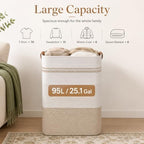 Laundry Hamper, Cotton Rope Laundry Basket with Leather Handles, 25.1-Gallon/95 L Large Clothes Hampers for Laundry, Woven Laundry Baskets for Blankets, Clothing, Bedroom, Living Room, Nursery - Image 5