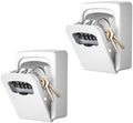 Key Lock Box Wall Mounted, Fayleeko 4 Digit Combination Lockbox for Outside, House Keys - 5 Keys Capacity, Key Safe Security Storage Lock Box for Indoor, Outdoor, Garage, Garden, Store (White, 2Pack) by Fayleeko
