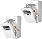 Key Lock Box Wall Mounted, Fayleeko 4 Digit Combination Lockbox for Outside, House Keys - 5 Keys Capacity, Key Safe Security Storage Lock Box for Indoor, Outdoor, Garage, Garden, Store (White, 2Pack) by Fayleeko