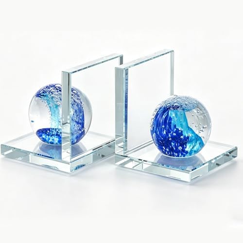 1 Pair Heavy Duty Book Ends for Shelves, Crystal Bookends for Heavy Books by QFkris