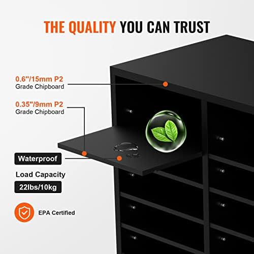 VEVOR Literature Organizers, 24 Compartments Office Mailbox with Adjustable Shelves, Wood Literature Sorter 29x12x24.4 inches for Office, Home, Classroom, Mailrooms Organization, EPA Certified Black - Image 4