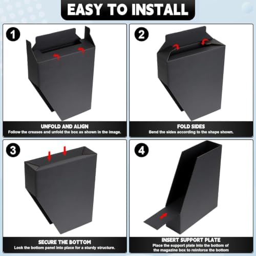 YOTINO Black Magazine Holder, 12 Pack Cardboard Magazine File Holders, Vertical Desktop File Holder Organizer, Sturdy Magazine Rack for Office, Home and Classroom - Image 5