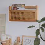 Wall Magazine Rack with PE Rattan Grid,Size 17.3" x 4" x 9.4",File Holder For Entryway,Living Room,Waiting Room,Kids’ room,Office(Retro Brown) - Image 4