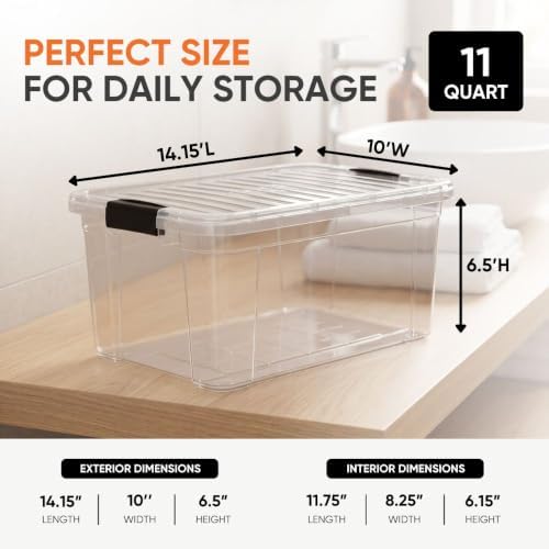 Superio 11 Quart Clear Plastic Storage Boxes with Lids, Stackable Organizer Containers, BPA-Free Storage Bins for Home, Office, School & Dorm, 3 Pack - Image 3