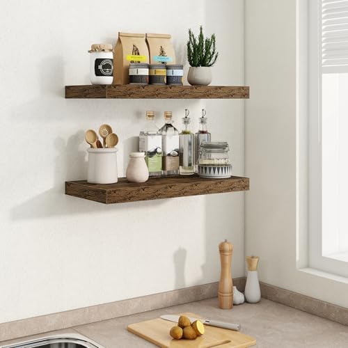 Fun Memories Floating Shelves 24 Inch Long, 9.3 Inch Deep Floating Shelf for Lving Room, Bedoom, Kitchen, Deep Wall Shelves for Bathroom, 2 Pack Storage Display Shelf for Books, Decors, Rustic Brown - Image 6