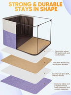 BALEINE 4 Pack Fabric Closet Storage Bins for Shelves, Linen Closet Organizers and Storage, Decorative Baskets for Organizing, Shelf, Clothes, Home, Office (Lavender, 17''x13''x10.5'') - Image 3