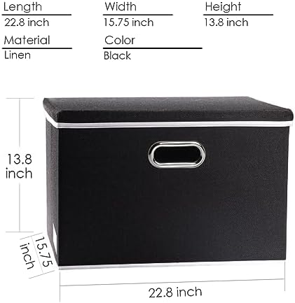 PRANDOM Extra Large Collapsible Storage Bins with Lids [5-Pack] Linen Fabric Foldable Storage Baskets Boxes Organizer Containers Cube with Cover for Bedroom Closet Office Nursery (22.8x15.75x13.8) - Image 5