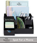 My Space Organizers Black Desk Organizer with 9 Compartments - Desktop Office Supplies and Desk Accessories Organizer - Image 2