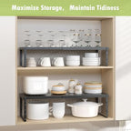 RUILALIFE Expandable Cabinet Organizer Shelf With Adjustable Height, Stackable Kitchen Countertop Organizer Rack, Adjustable Shelf Riser For Kitchen Counter, Pantry, Cupboard, Desk, Tabletop - Image 7