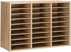 AdirOffice Classroom Mailbox - Wooden Literature Organizer, Construction Paper Storage Organizer, Mail Sorter with Slots, Office Mailboxes with Removable Shelf (27 Slot, Oak) by AdirOffice