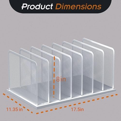 Kuntine.B 7-Section Upright Desk File Organizer Silver 1 Pack - Image 2