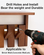 Wooden Coat Rack Wall Mount with Shelf, Heavy Duty Entryway Organizer with 8 Hooks,Coat Hooks Hanger for Coats, Hats, Bags & Towels, Walnut Wall Hanger for Hallway, Bedroom, Kitchen (8 Hooks) - Image 4
