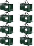 CONGREGATE 8 Pack Dark Green Moving Bags Heavy Duty Extra Large PE Storage Packing Bags with Reinforced Handles and Zippers Alternative to Moving Boxes for Clothes Bedding Storage 97L by CONGREGATE