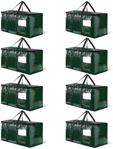 CONGREGATE 8 Pack Dark Green Moving Bags Heavy Duty Extra Large PE Storage Packing Bags with Reinforced Handles and Zippers Alternative to Moving Boxes for Clothes Bedding Storage 97L - Image 2