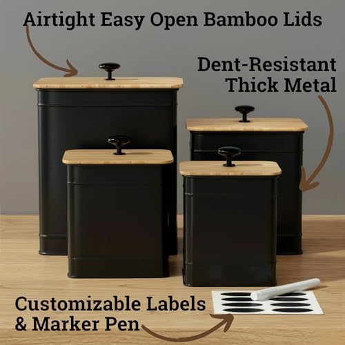 Kitchen Canisters for Countertop Set of 4 w/ Chalkboard Labels & Marker Pen - Image 2