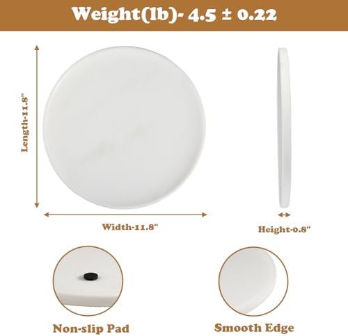 Karibiber 11.8inch Round Marble Serving Tray for Kitchen and Coffee Table, Bathroom Vanity Tray for Counter, White Decorative Catchall Tray for Jewelry, Namib Fantasy - Image 6