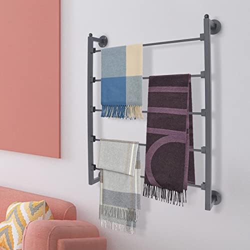LYNICESHOP Wall Mounted Scarf Display Rack, 5-Tier Black Steel Organizer for Scarves, Belts & Towels, Modern Space-saving Design for Home and Shops (BLACK) - Image 3