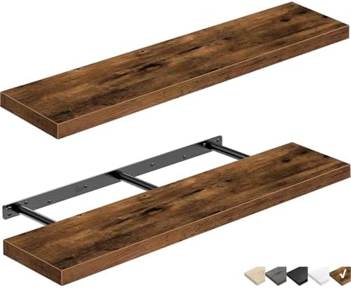QEEIG Long Floating Shelves for Wall (Brown, Set of 2, 31.5") by QEEIG