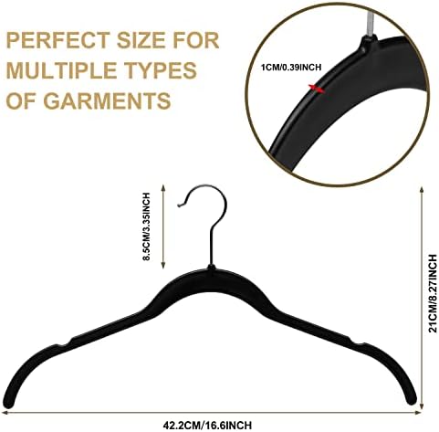 Quality Hangers Clothes Hangers 50 Pack - Non-Velvet Plastic Hangers for Clothes -Heavy Duty Coat Hanger Set -Space-Saving Closet Hangers with Chrome Swivel Hook, Non-Flocked Hangers (50, Black) - Image 4