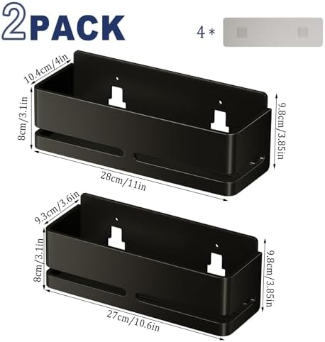 Shower Caddy,2-Pack Shower Shelf,no Drill Shower Organizer(Black) - Image 2