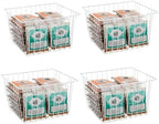 4 Pack Wire Storage Baskets for Organizing, Freezer Organizer Bins, Pantry Organization Bins Cabinets - Metal Basket Kitchen, Laundry, Fridge, Bathroom Countertop Organizer, Pearl White by Unknown